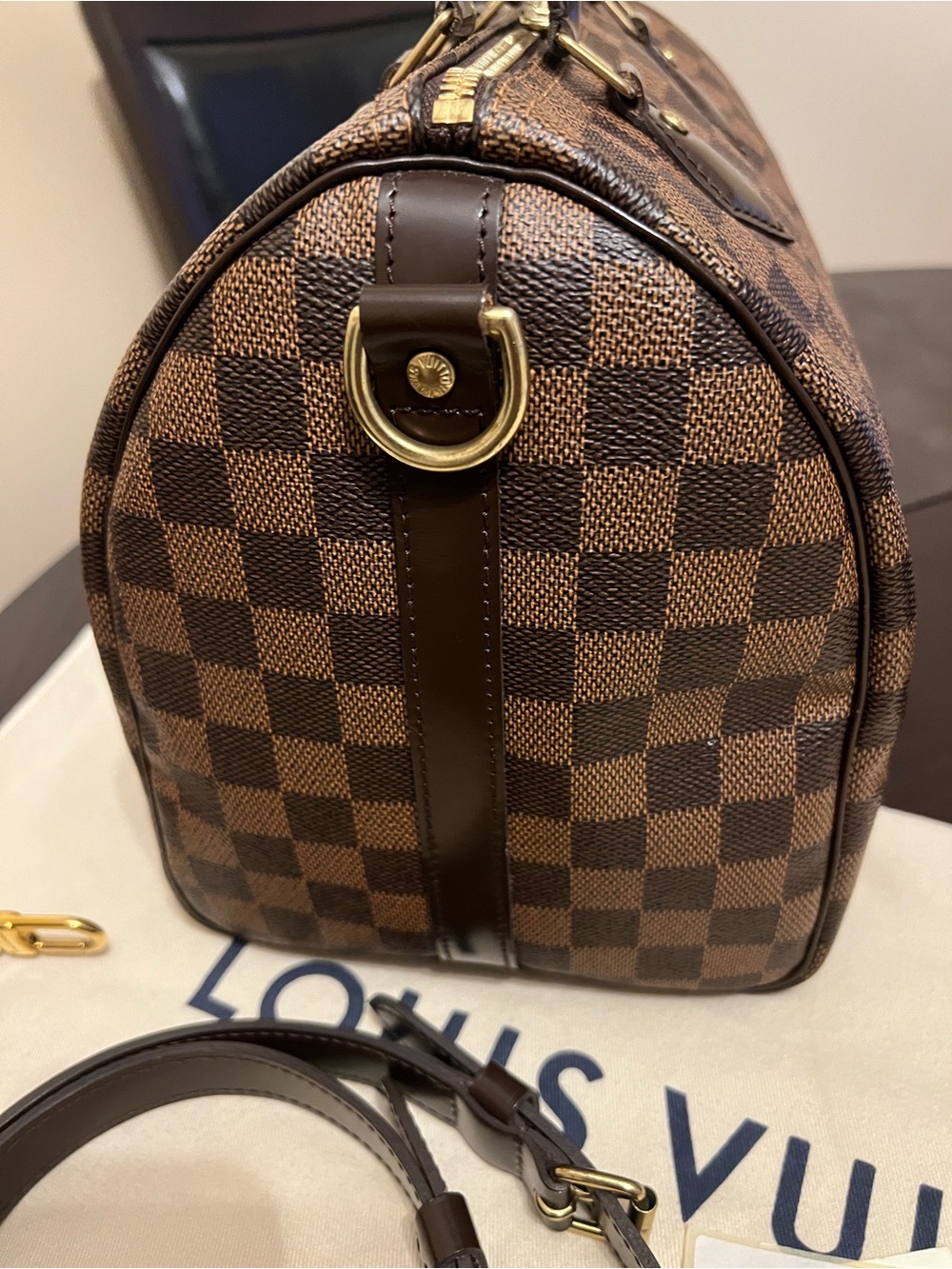 Louis Vuitton Damier Ebene Canvas Speedy 30 Bandoulière Crossbody Bag - Picture 11 of 14
